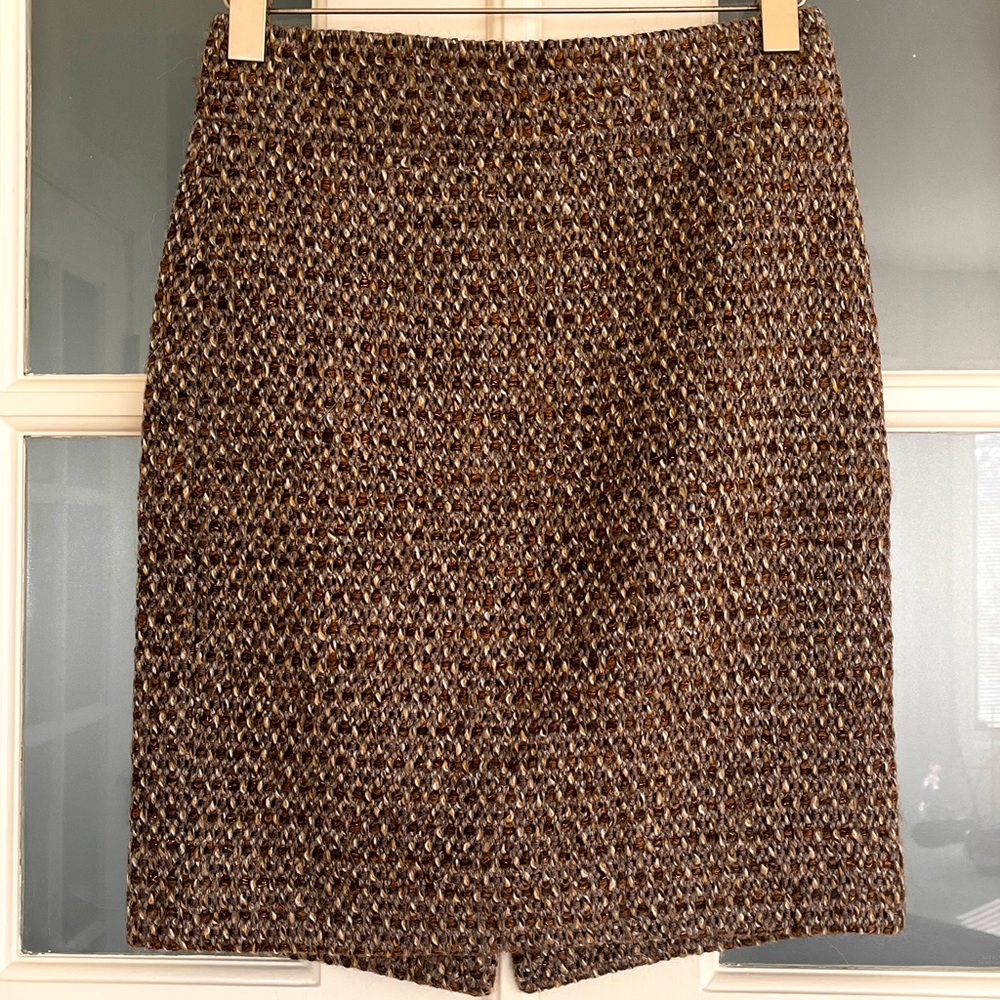 Timber Wool Tweed Pencil Skirt, Bronze And Grey